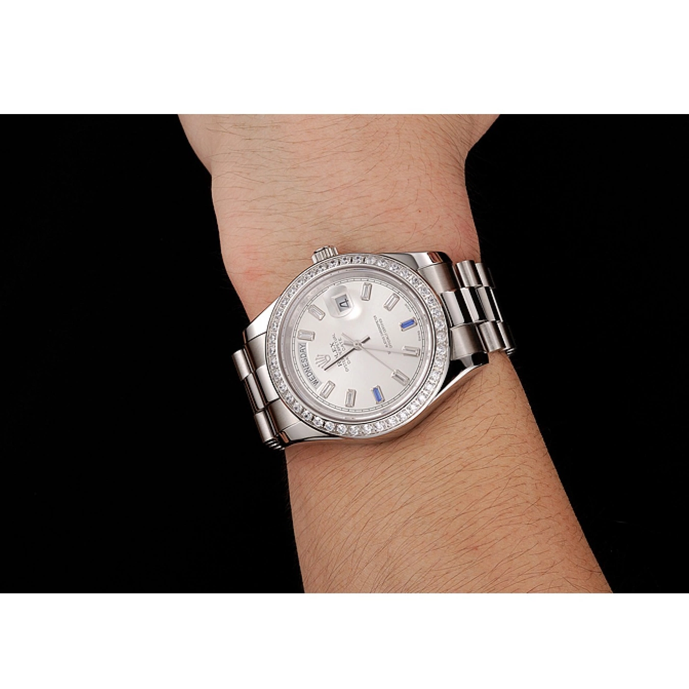 Good Copy Rolex Watches Staineless Steel Bezel Rolex Day-Date 1454109 Diamonds Bracelet Swiss 0729